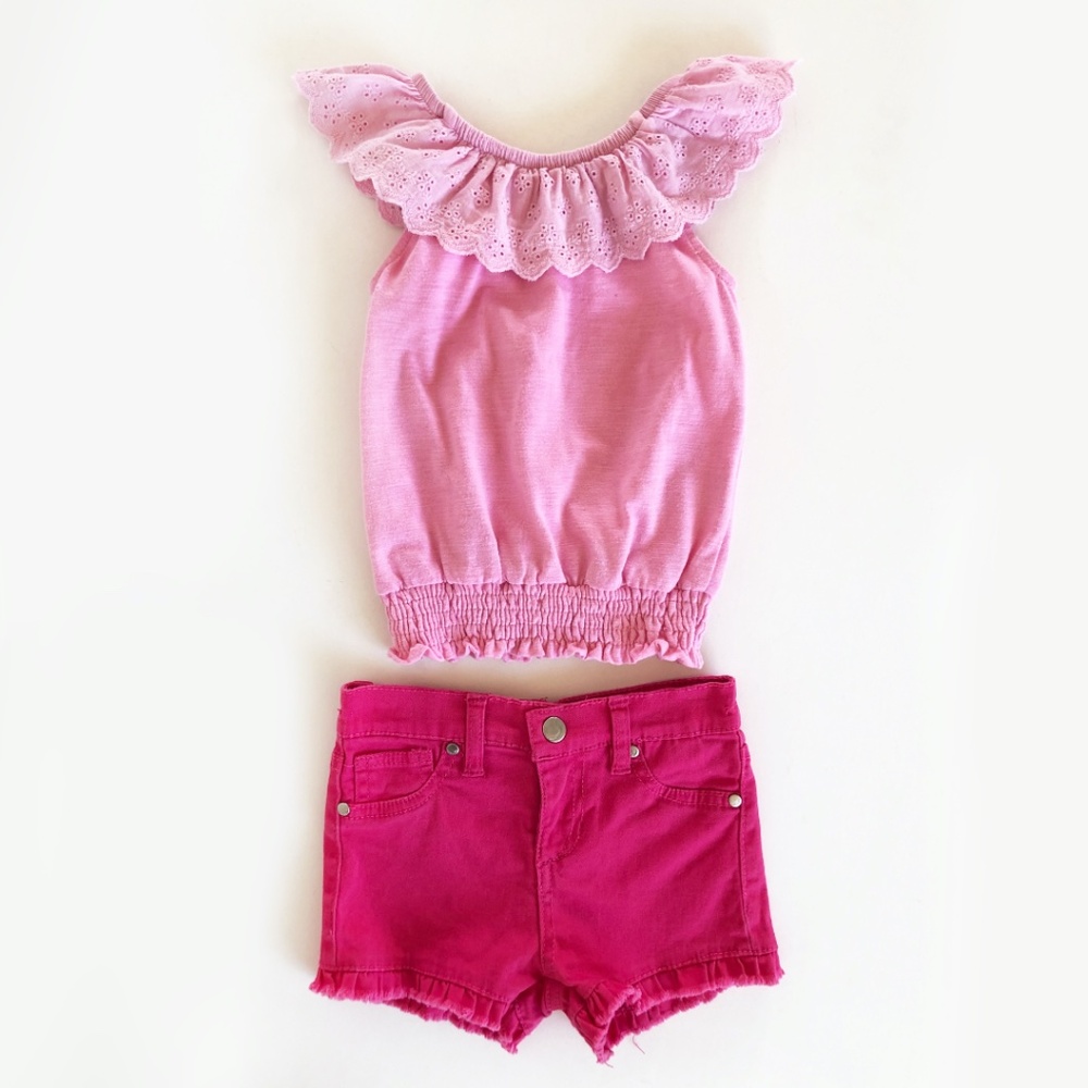 Joe's Baby Girl's Embroidered Top & Denim Botton Set
